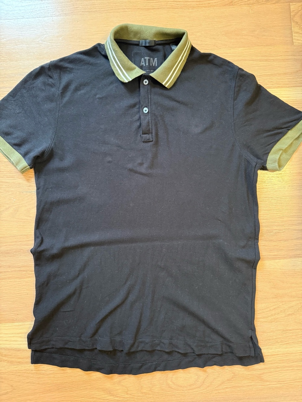 ATM Anthony Thomas Melillo Black Polo with Olive Trim